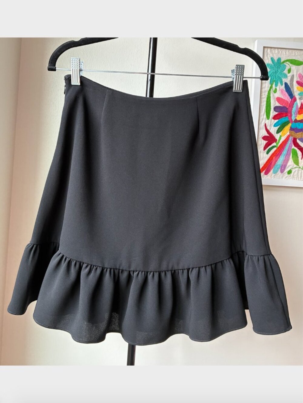 Elizabeth and James Black Flare Mini Skirt - Size 6